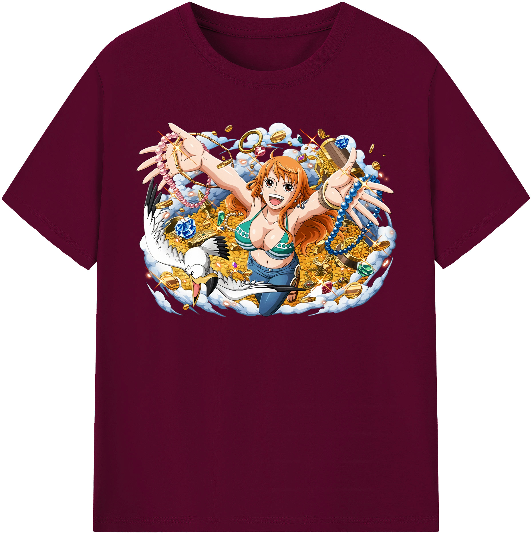 （画像用） ワンピース ナミ ONE PIECE Nami レディースカジュアルプリントTシャツ（綿100％）